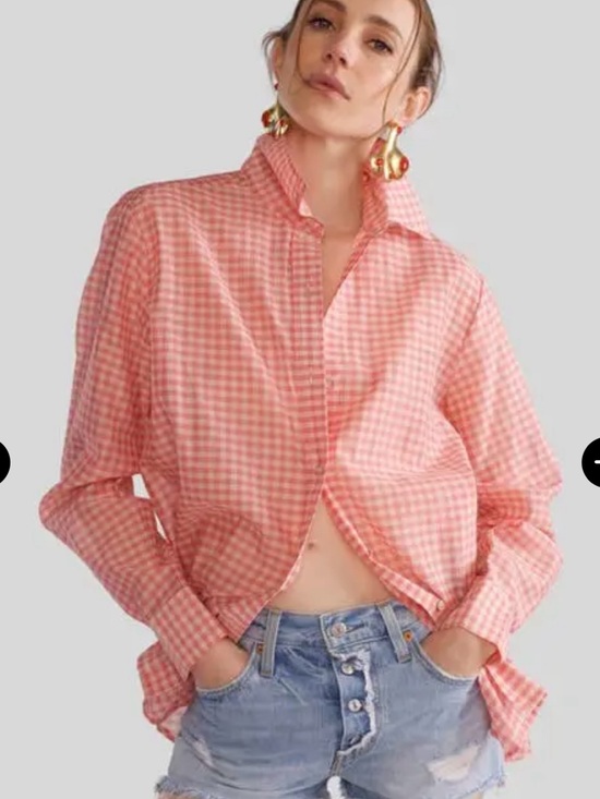Cynthia Rowley Tops - Cynthia Rowley Pink Cotton/Silk Gingham Button-Front Women’s Shirt